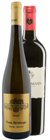 Auswahl 100 Paket: Zwei Weinflaschen - weiß und rot - sind enthalten; 2 Flaschen, kostenloser Versand inklusive.